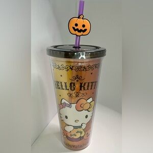 Hello Kitty Halloween Pumpkin Plastic Tumbler with Straw Topper 24oz
